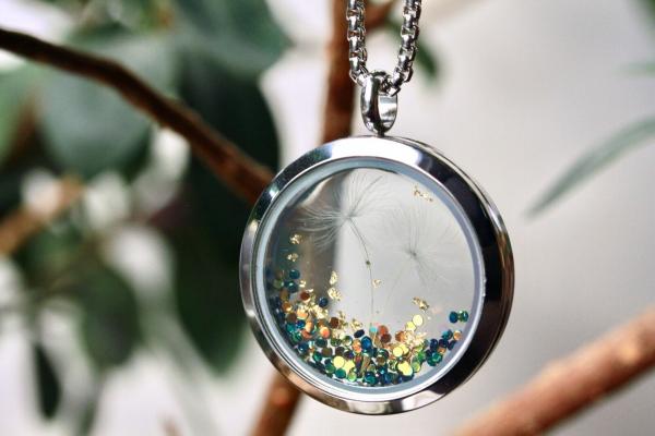 Medaillon Pusteblume Glücksbringer Edelstahl